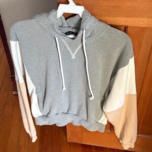 Women’s Abercrombie & Fitch Colorblock Hoodie - Gray, White, Tan